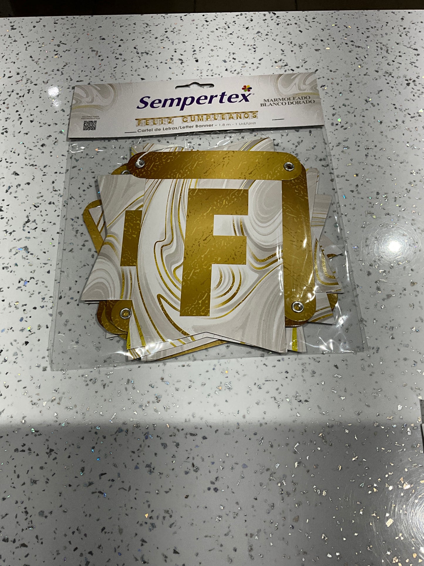 BANNER SEMPERTEX MARMOLEADO BLANCO,DORADO