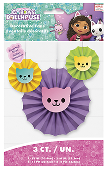 Decorative fans Gabby's Dollhouse 3ct.
