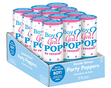 Party Poppers de Confeti Azul para Gender Reveal, 12 Piezas