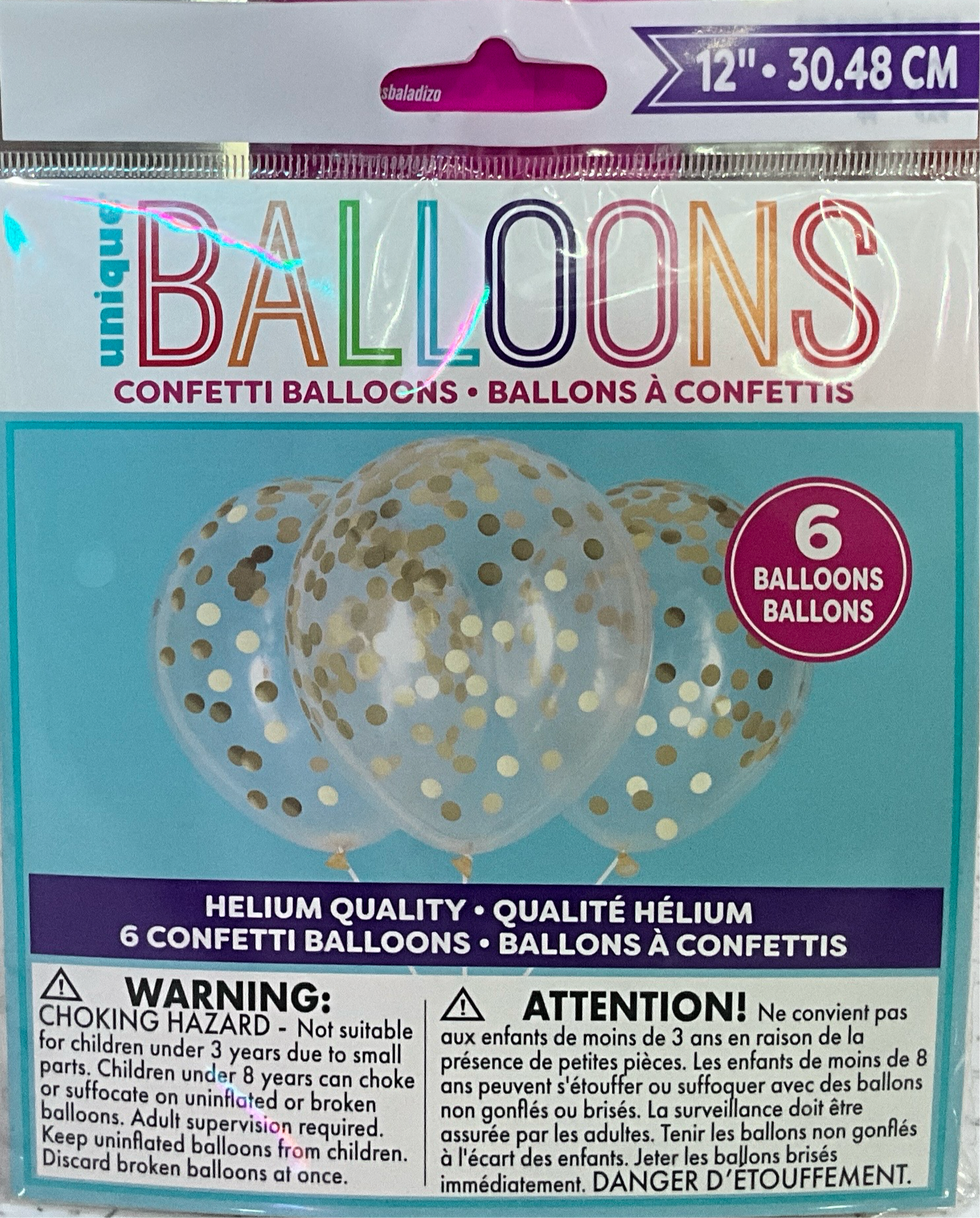 CONFETTI BALLOONS 12” DORADO 6ct