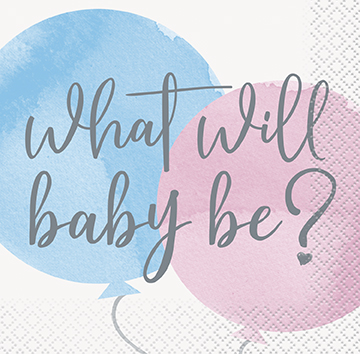 Servilletas para Gender Reveal, 16 Piezas, 9 3/4 in x 9 3/4 in