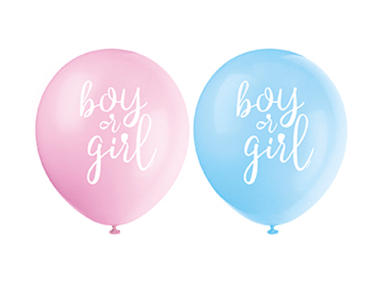 Globos de Látex “Boy or Girl” para Gender Reveal, 8 Piezas, 12 in