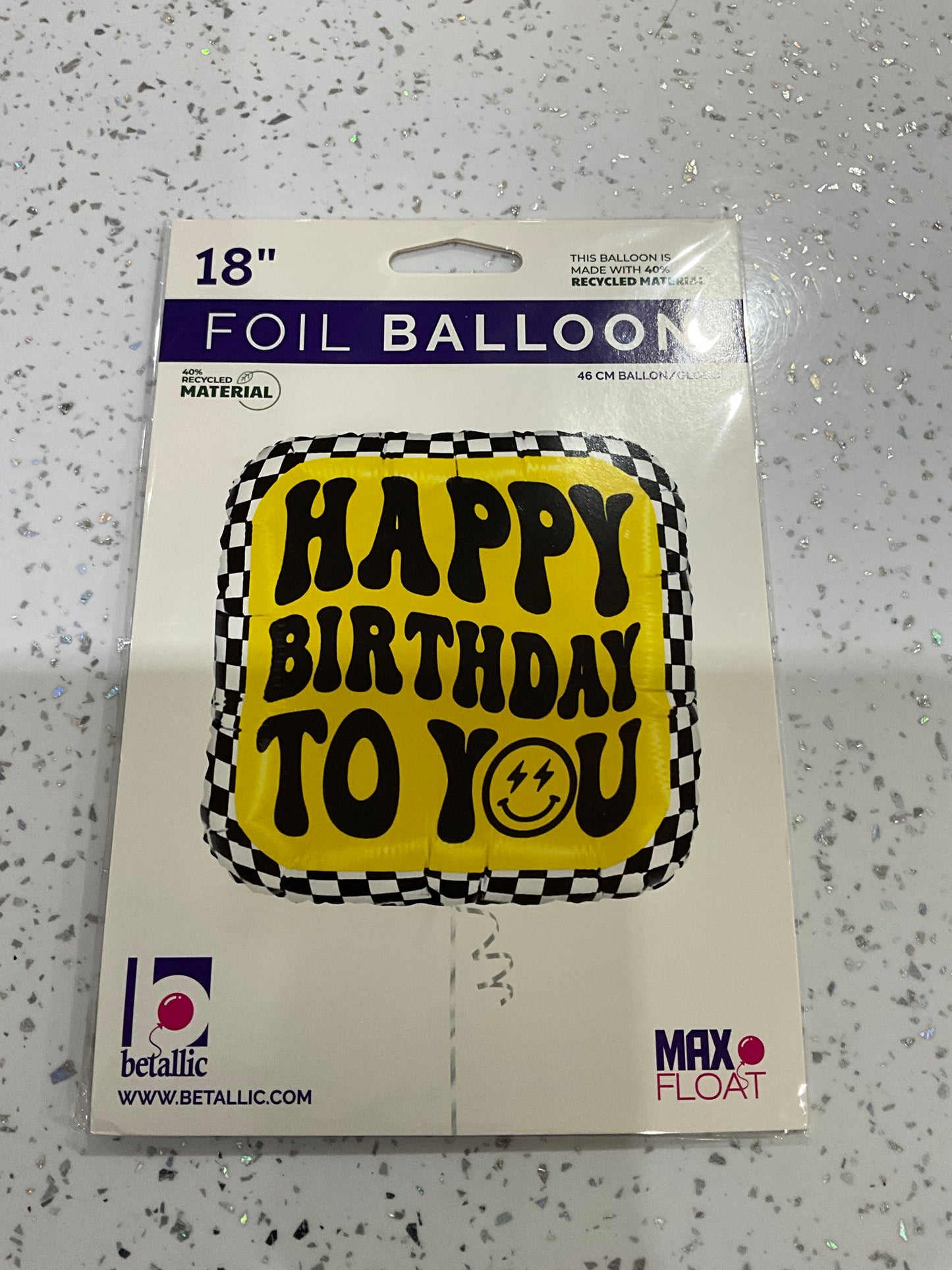 MYLAR 18” HAPPY BIRTHDAY TO YOU CHECKERS