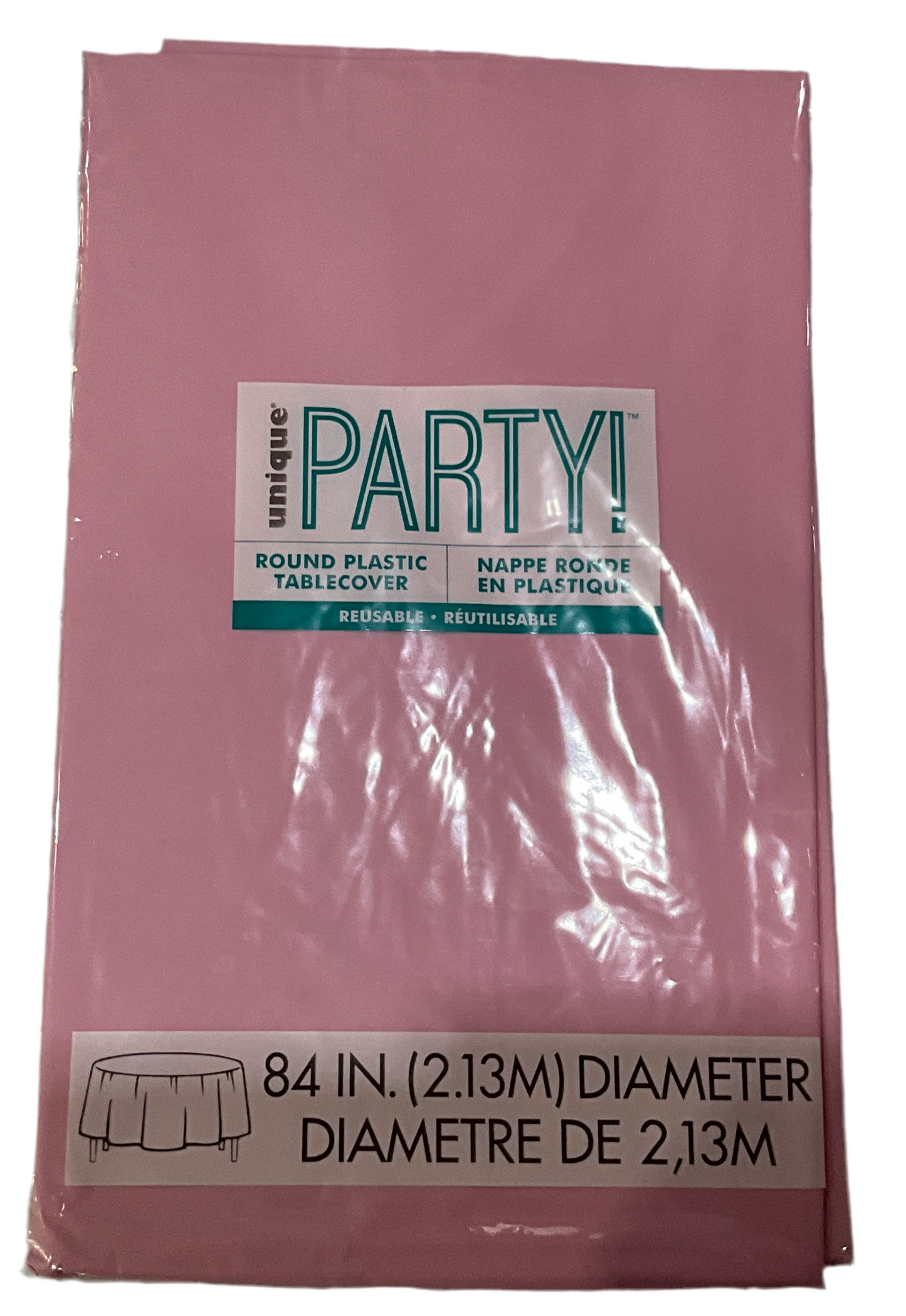 TABLECOVER ROUND PLASTIC PINK