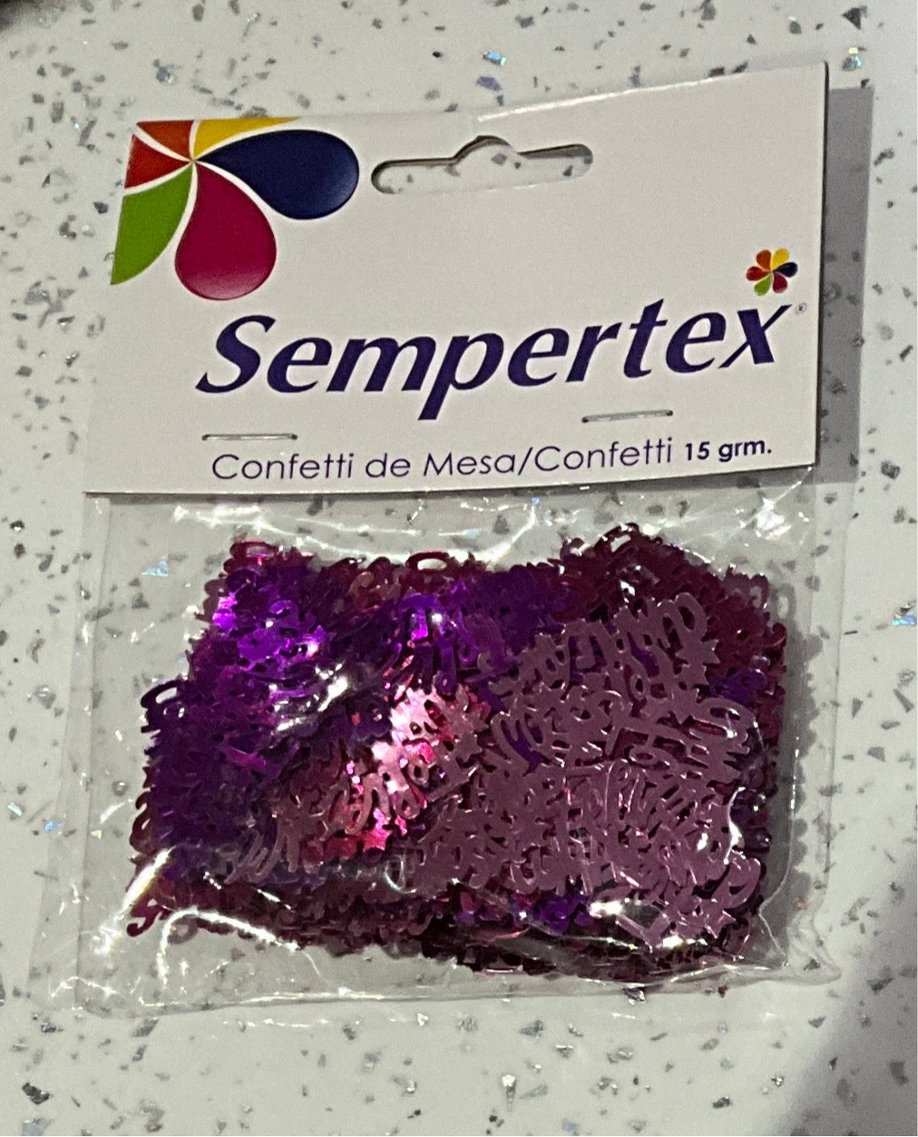 CONFETTI FELIZ CUMPLEAÑOS SEMPERTEX VIOLETA,ROSA,FUSHIA