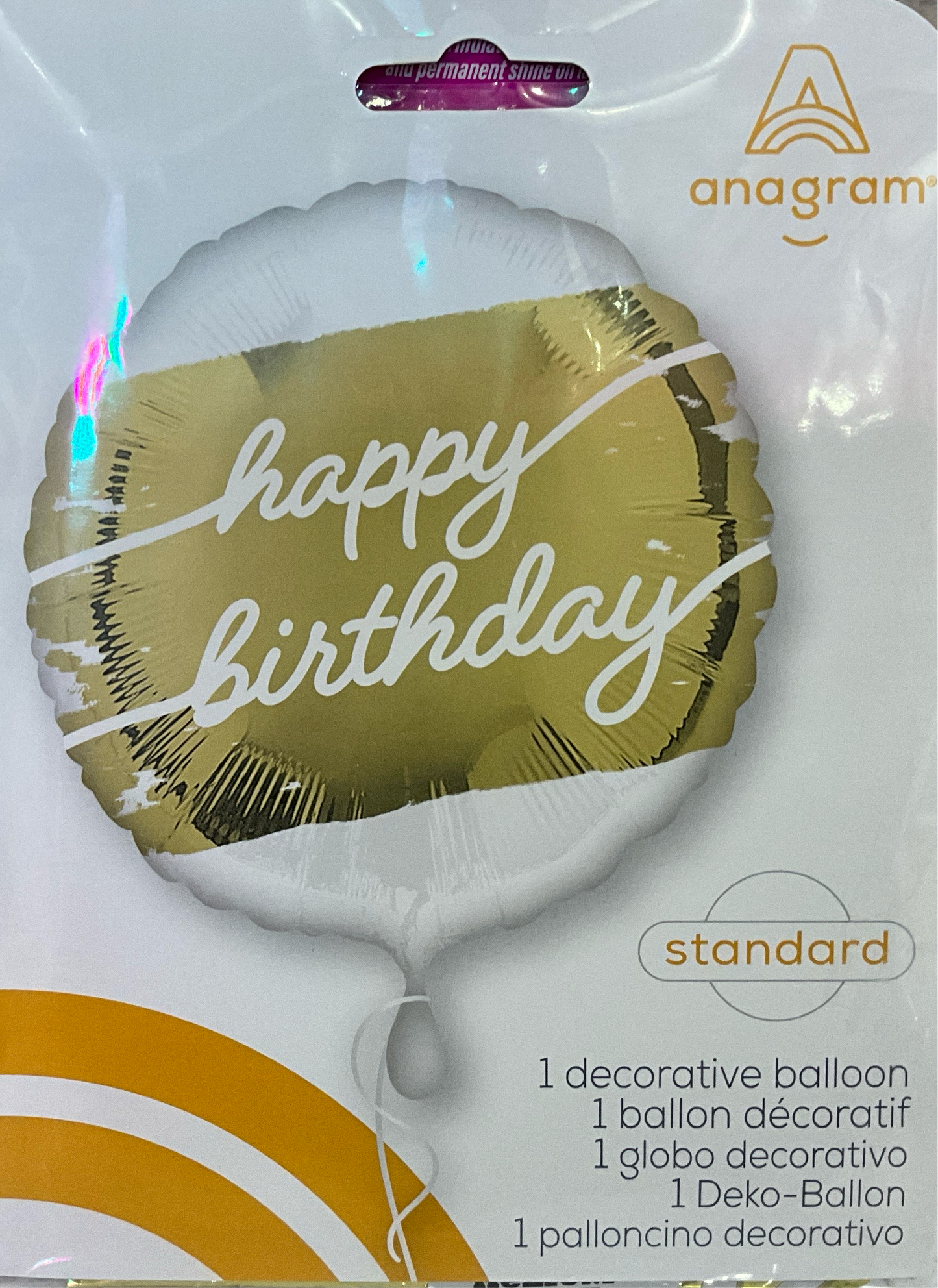 MYLAR HAPPY BIRTHDAY BLANCO Y DORADO