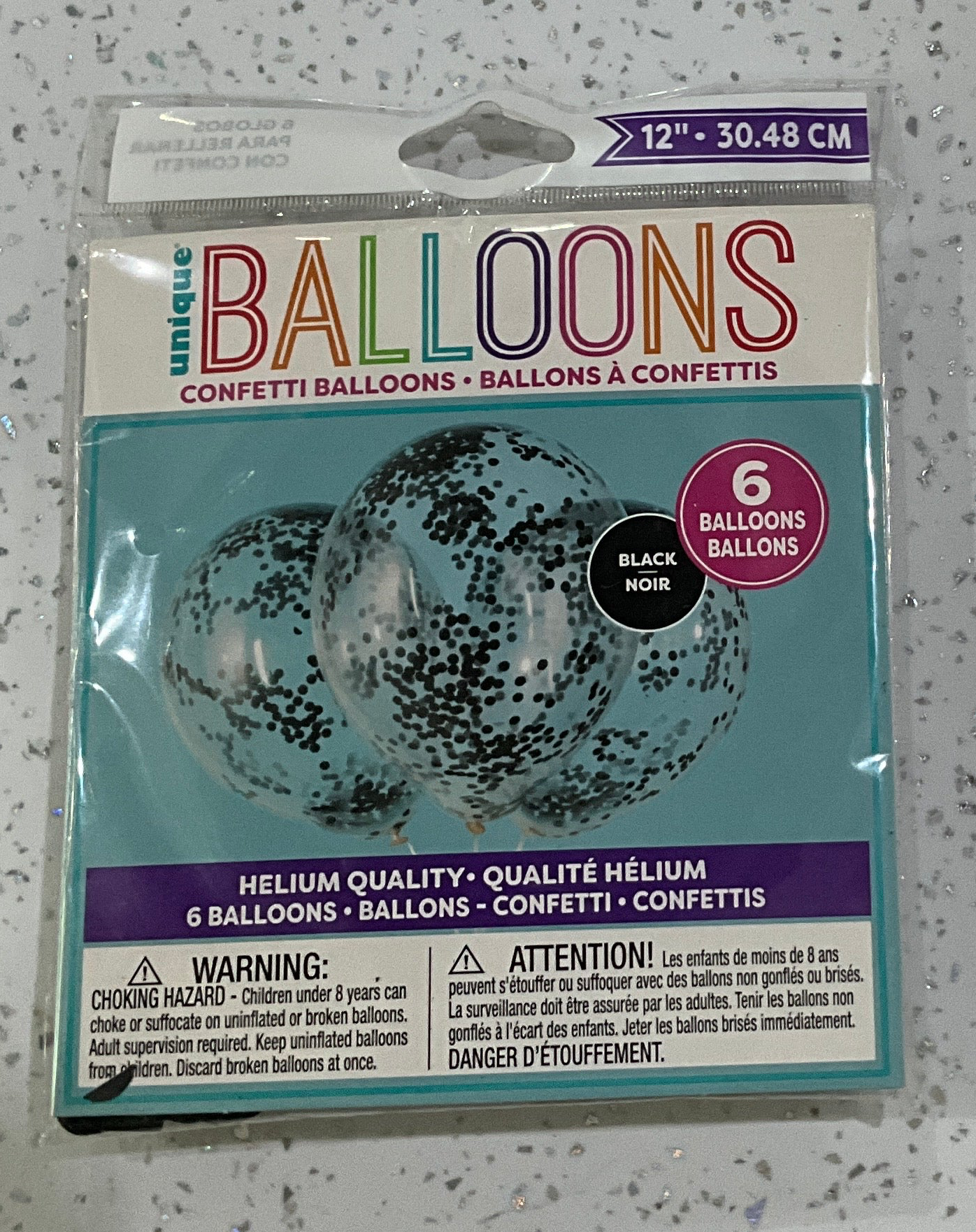 UNIQUE BALLOONS CONFETTY BALCK