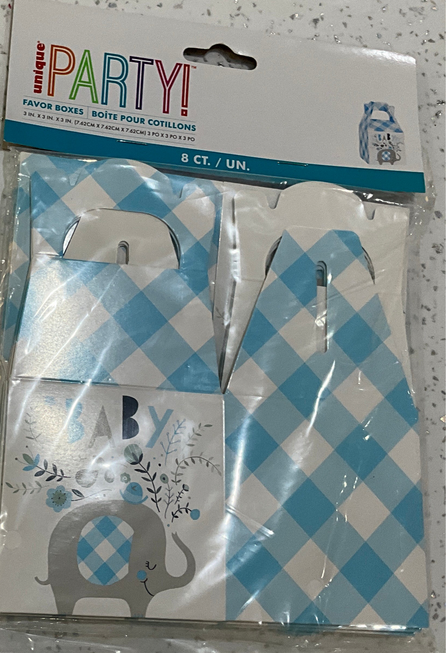 Favor boxes elephant blue