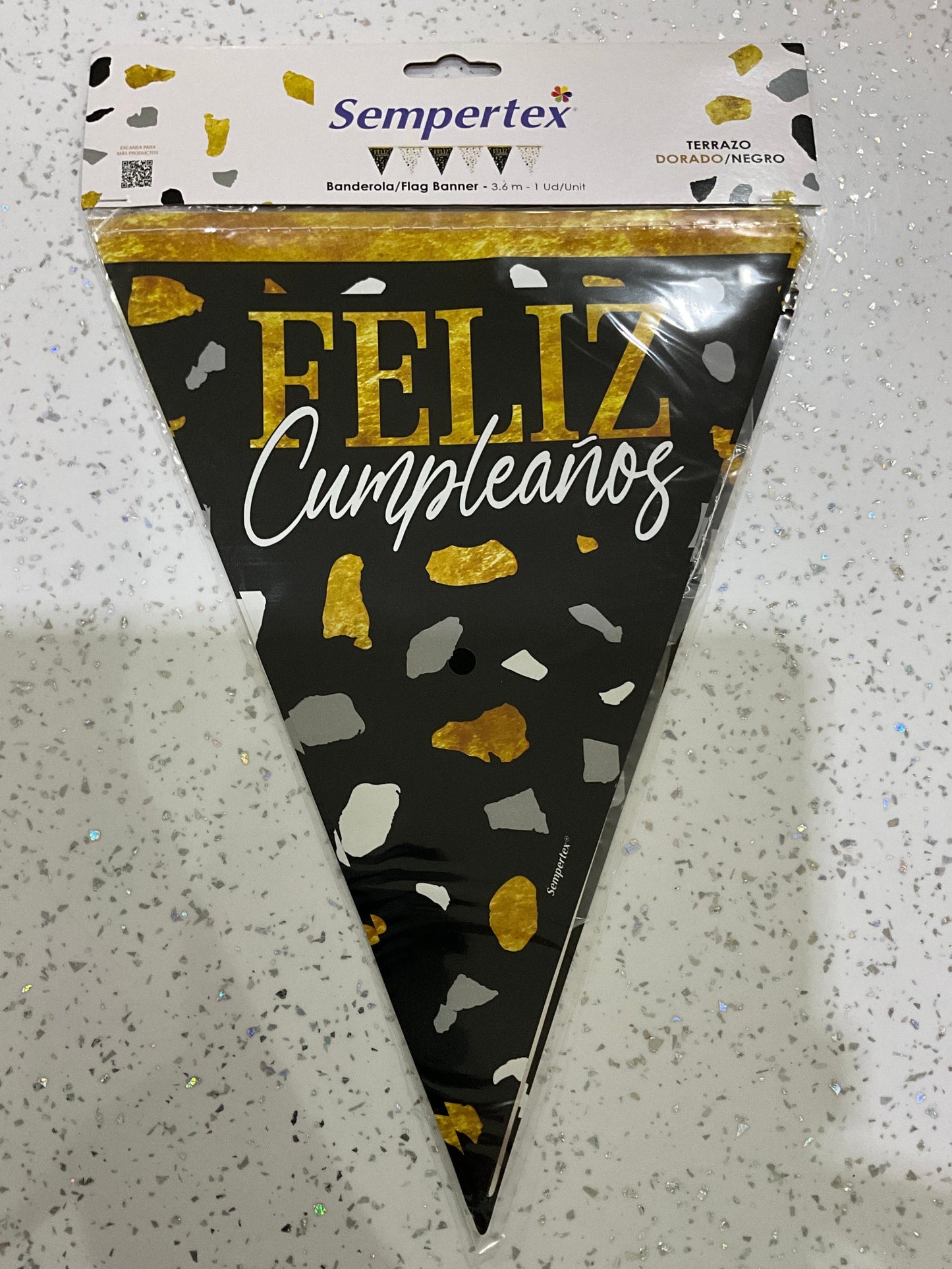 Banderin sempertex dorado y negro