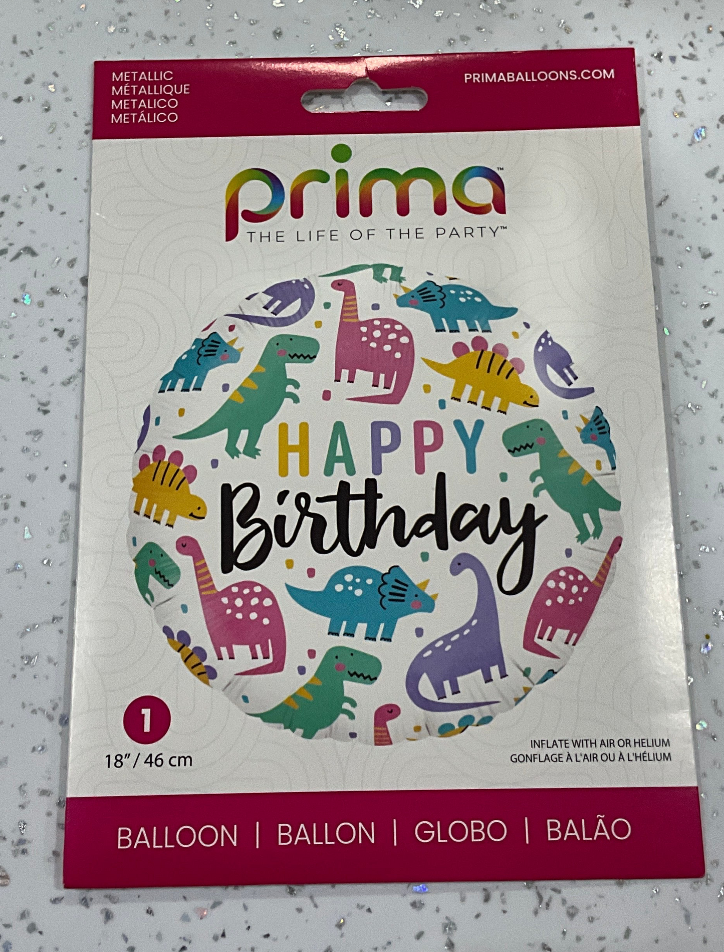 Mylar 18” Dinosaurio Pink