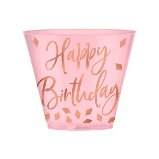 Vasos “Happy Birthday” de Blush Birthday, 30 Piezas, 9 oz