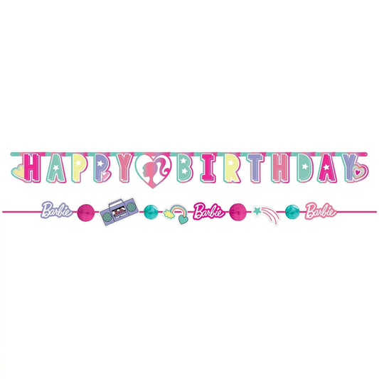 Banner “Happy Birthday” de Barbie Dream, 2 Piezas, 10.75 ft / 6 ft
