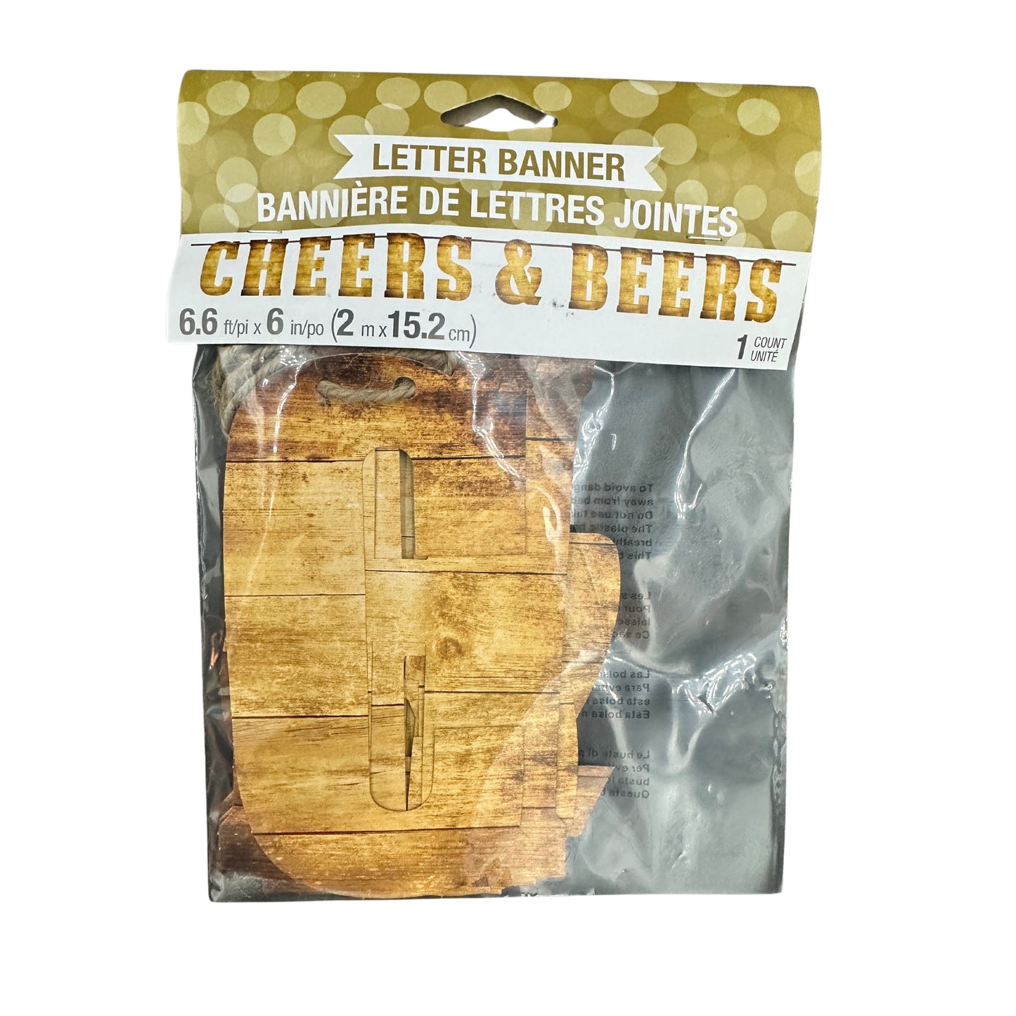 Cheers & Beers Letter Banner, 1 Piece, 2m x 6in
