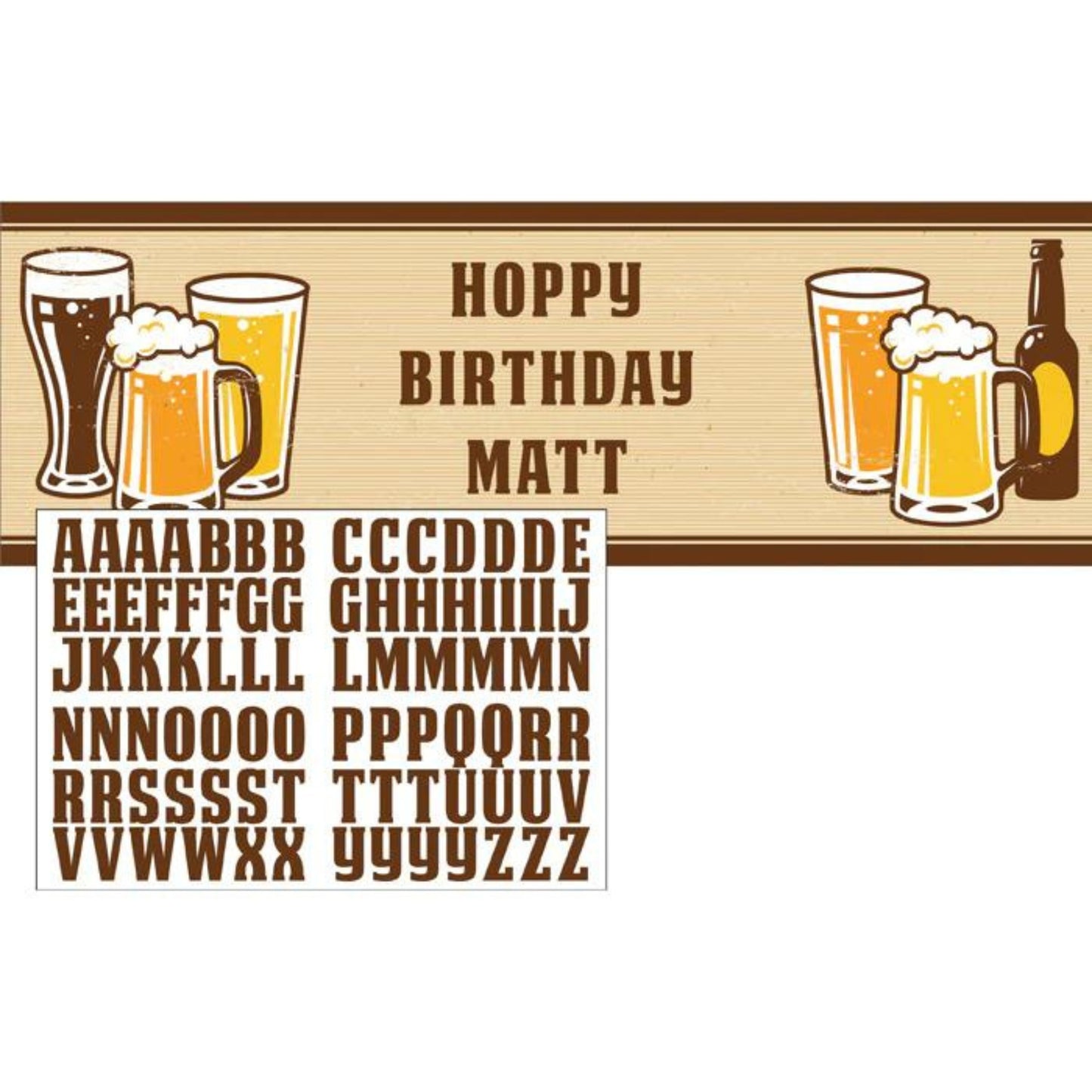 Cheers & Beers Customizable Letter Banner, 1 Piece, 20 in x 60 in
