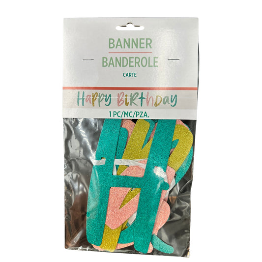 Banner de Letras con la Frase “Happy Birthday” de Happy Cake, 1 Pieza, 12 ft