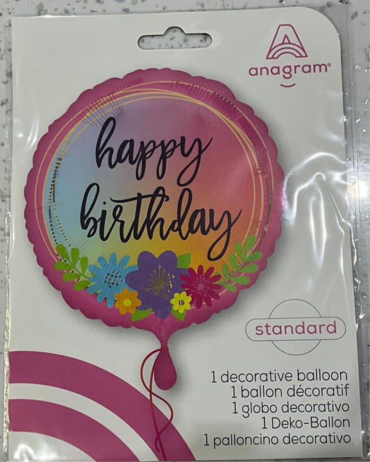 Mylar standard happy birthday flores