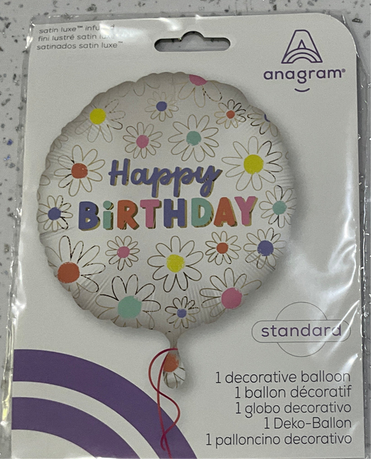 Mylar standard blanco con flores