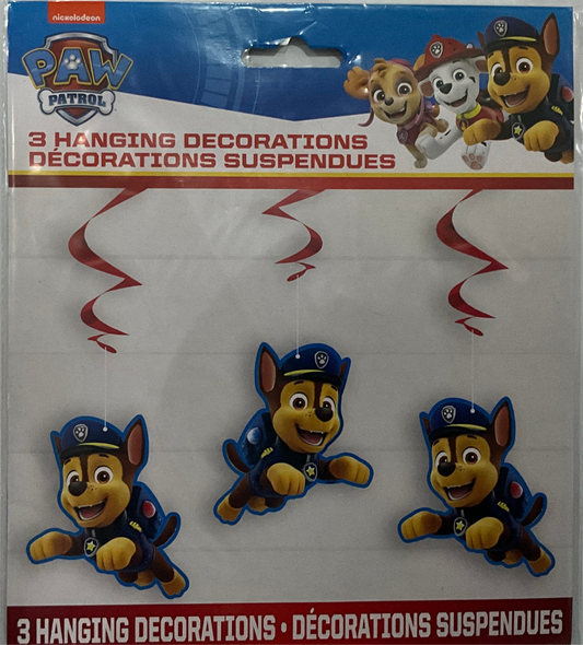3 HANGING DECORATIONS PAW PATROL