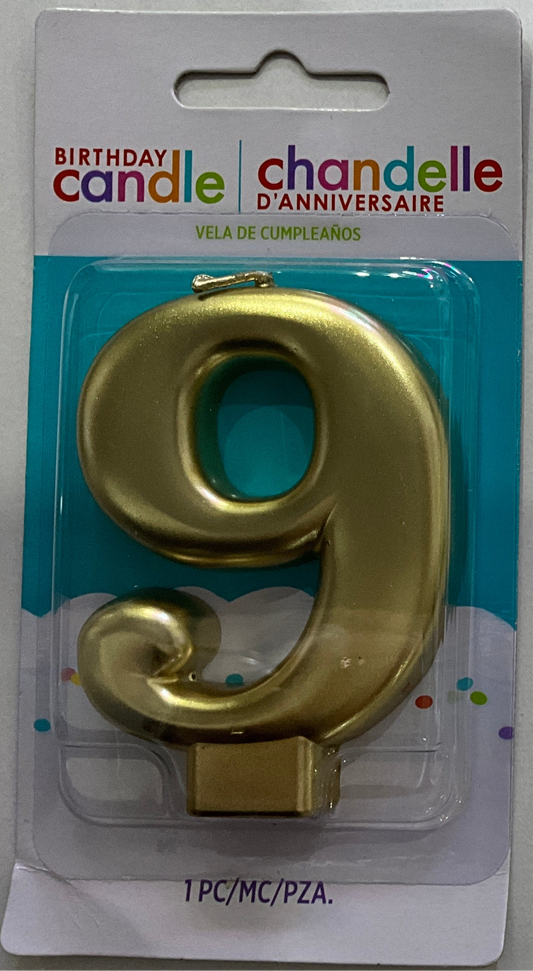 BIRTHDAY CANDLE NUMERO 9 DORADO