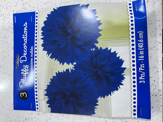 FLUFFY DECORATIONS 3 ROYAL BLUE