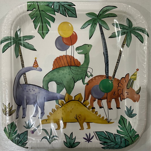 PARTYING DINOSAUR PLATES 7”