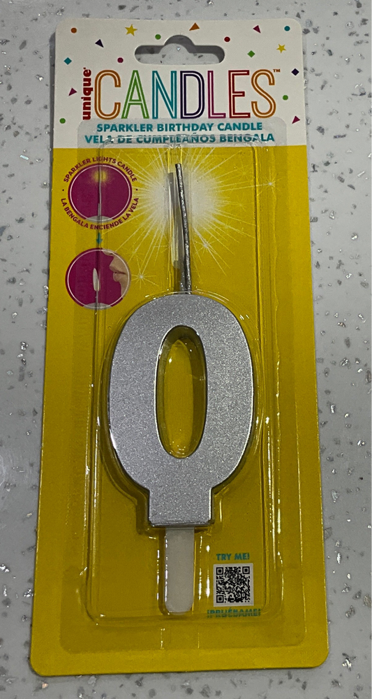 SPARKLER BIRTHDAY CANDLE #0 SILVER