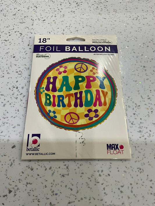 MYLAR 18” HAPPY BIRTHDAY RETRO