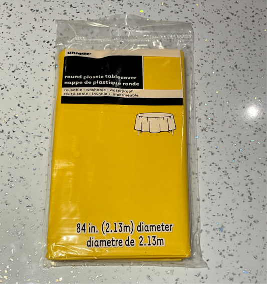 Tablecover plastic sunflower yellow round