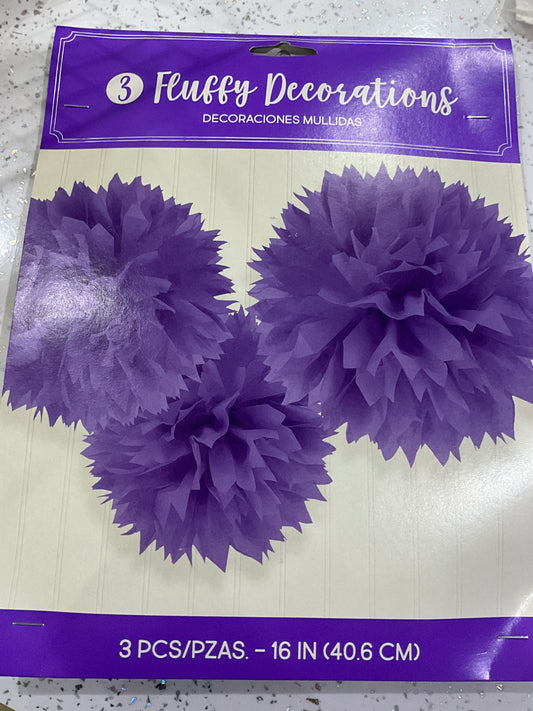 FLUFFY DECORATIONS 3 PURPLE