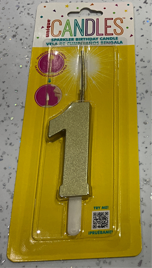 SPARKLER BIRTHDAY CANDLES #1 GOLD