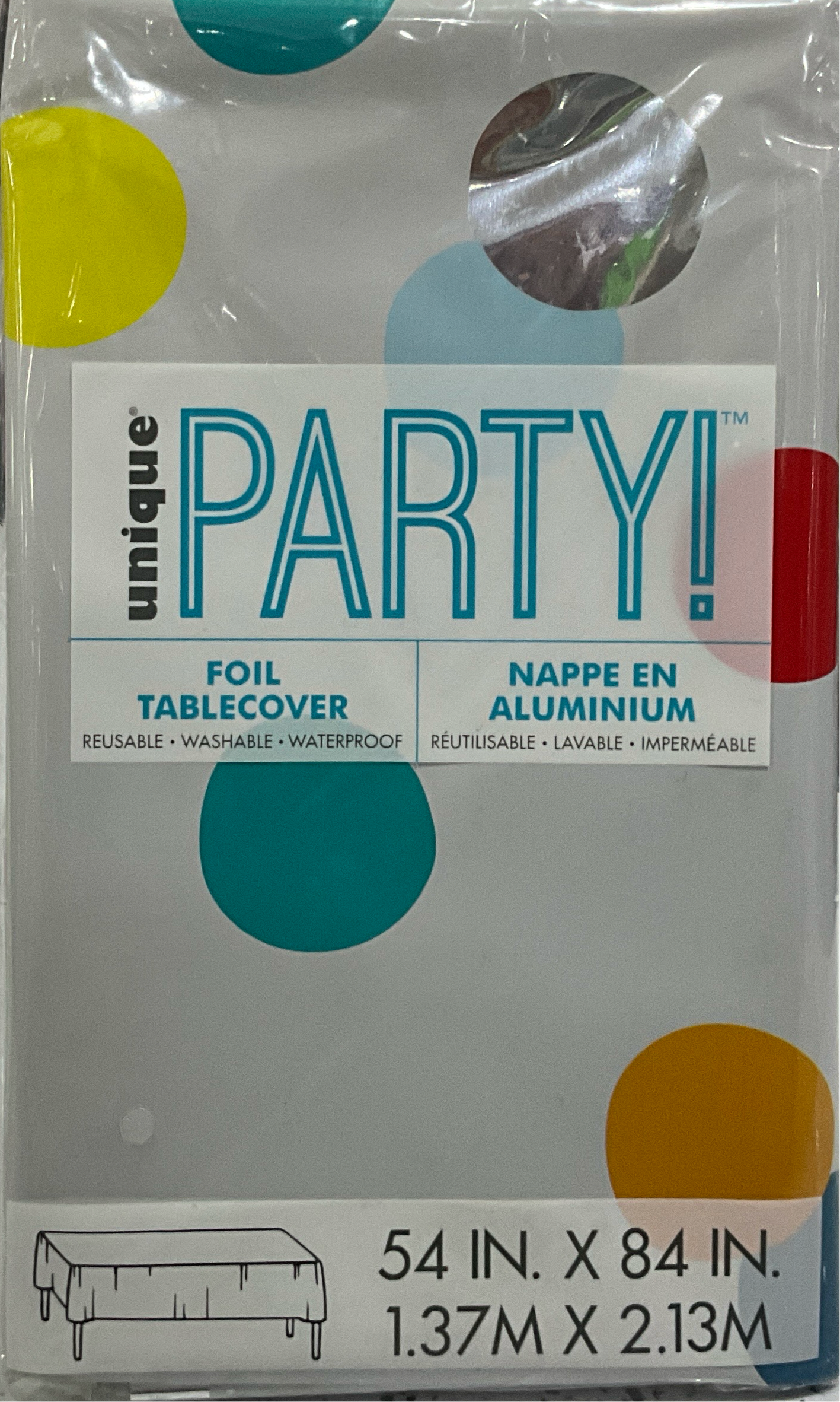 HAPPY BIRTHDAY DOTS FOIL TABLECOVER