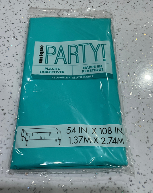 PLASTIC TABLECOVER TURQUESA