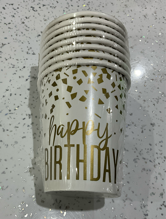 Confetti gold birthday cups