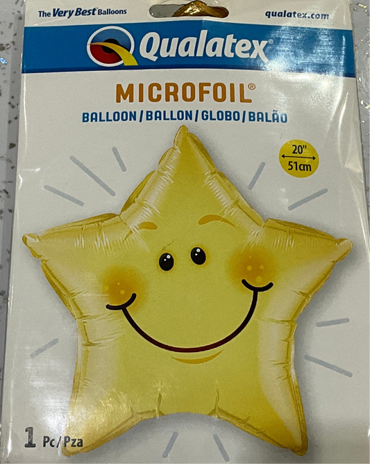 Mylar estrella amarilla con carita