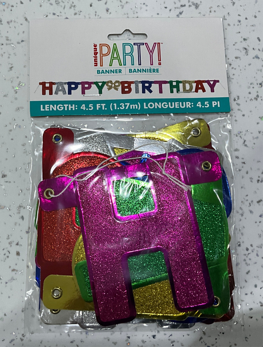 BANNER DELUXE GLITTER BDAY