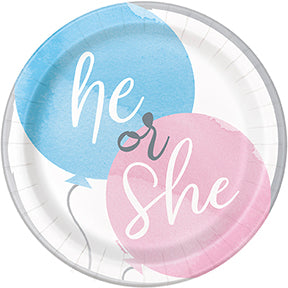 Gender Reveal Plates, 8 Pieces, 7 in