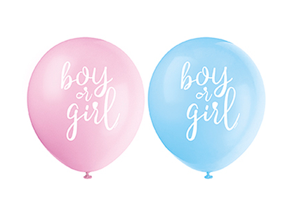 Globos de Látex “Boy or Girl” para Gender Reveal, 8 Piezas, 12 in