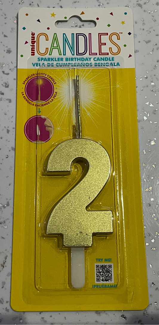 SPARKLER BIRTHDAY CANDLE #2 GOLD