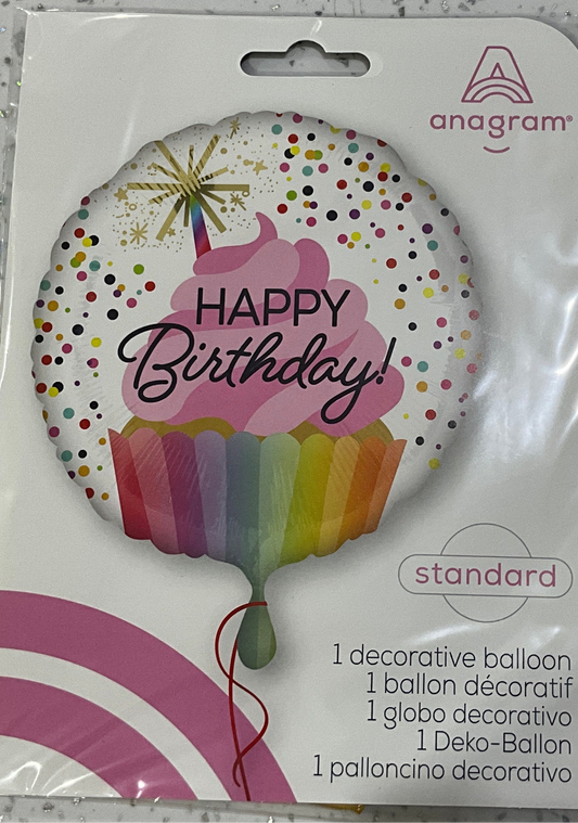 Mylar happy birthday cupcake