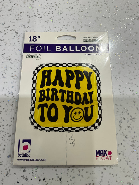MYLAR 18” HAPPY BIRTHDAY TO YOU CHECKERS