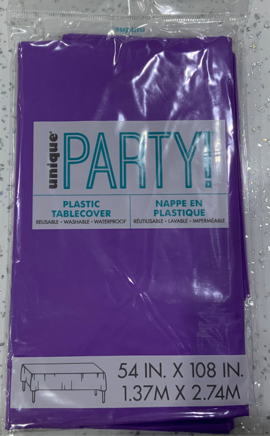 PLASTIC TABLECOVER RECTANGULAR NEON PURPLE