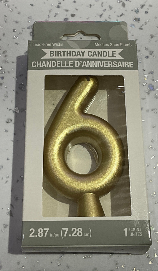 BIRTHDAY CANDLE GOLD #6