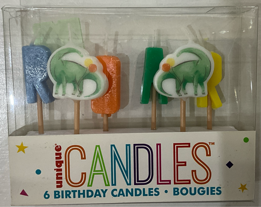 PARTYING DINOSAUR PICK CANDLES