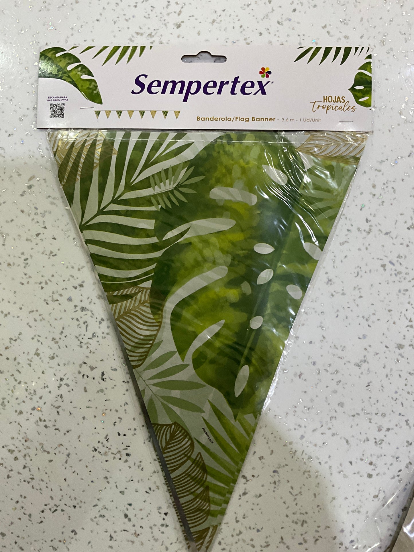 Flag banner hojas tropicales