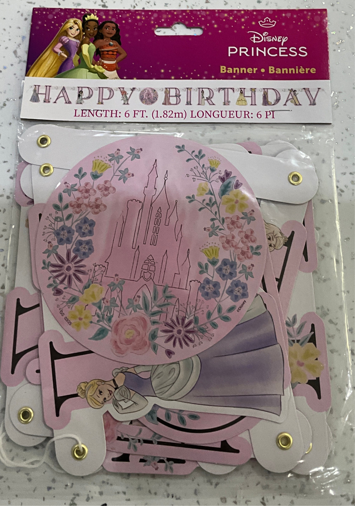 Banner happy birthday disney princesa