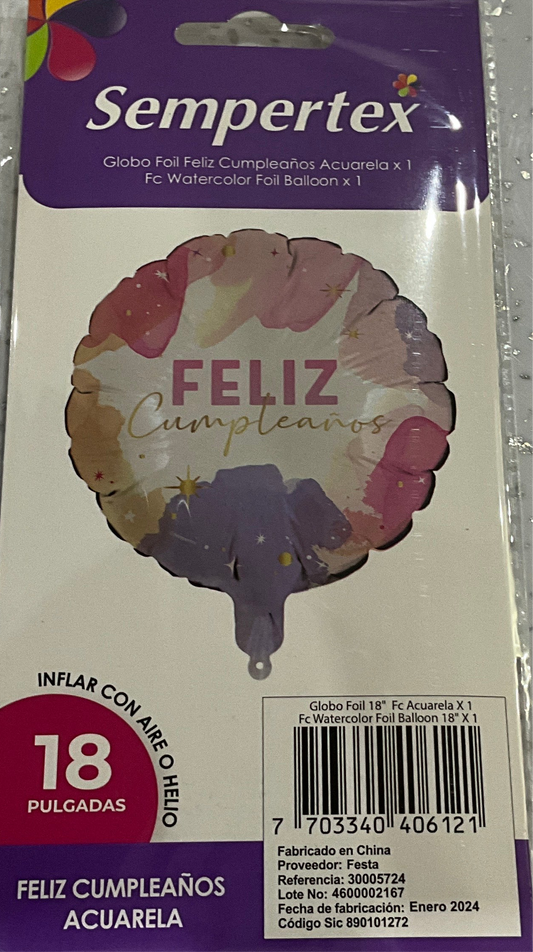 Mylar 18” feliz cumpleaños Rosa violeta blanco