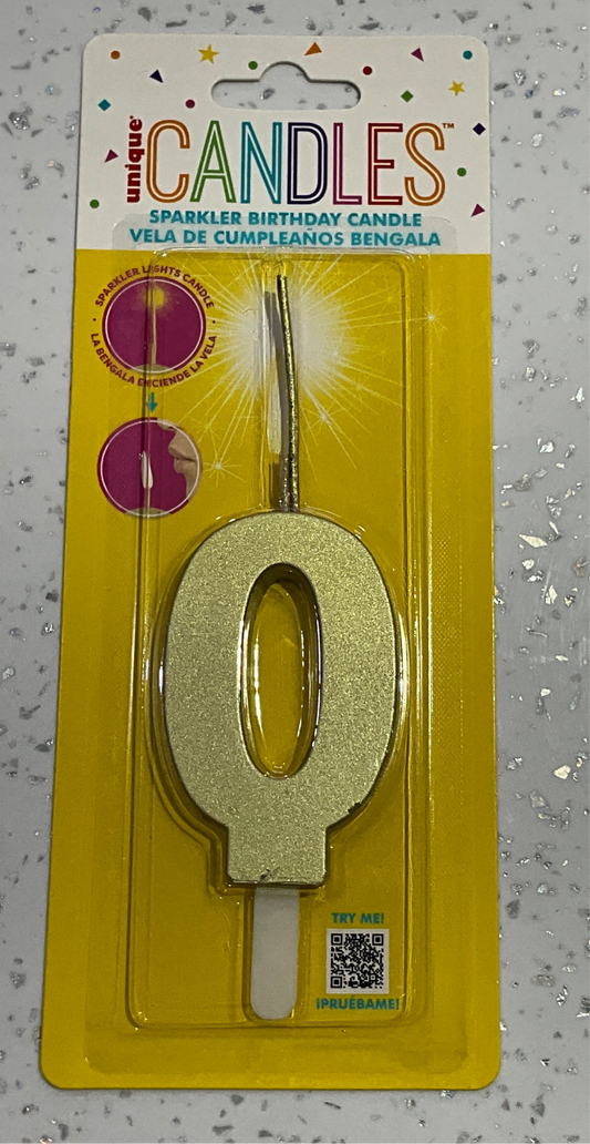 SPARKLER BIRTHDAY CANDLE #0 GOLD