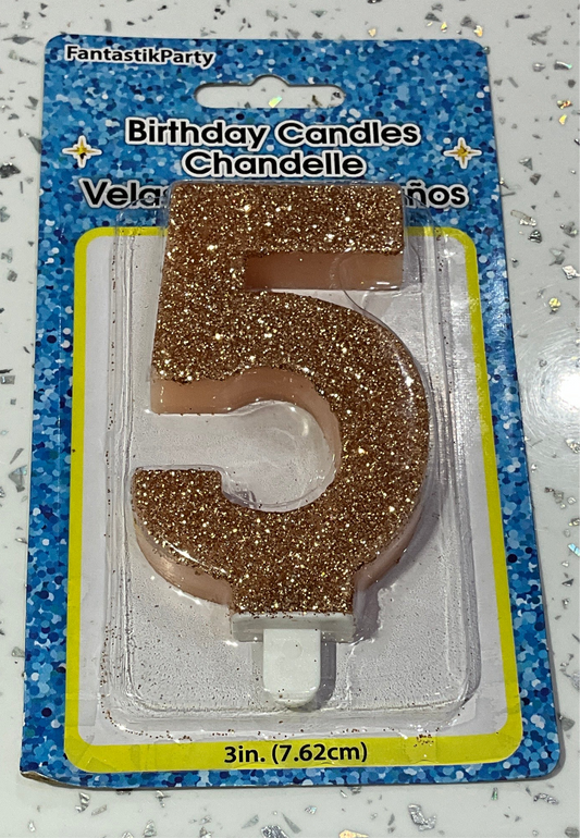 BIRTHDAY CANDLES 5 ROSE GOLD