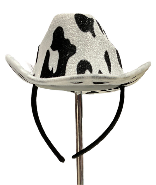 COW PRINT COWBOY HAT HEADBAND