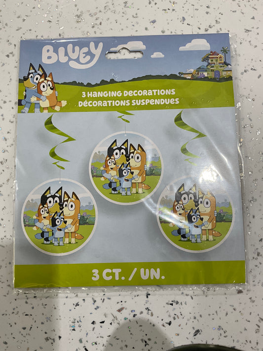 3 HANGING DECORATIONS BLUEY